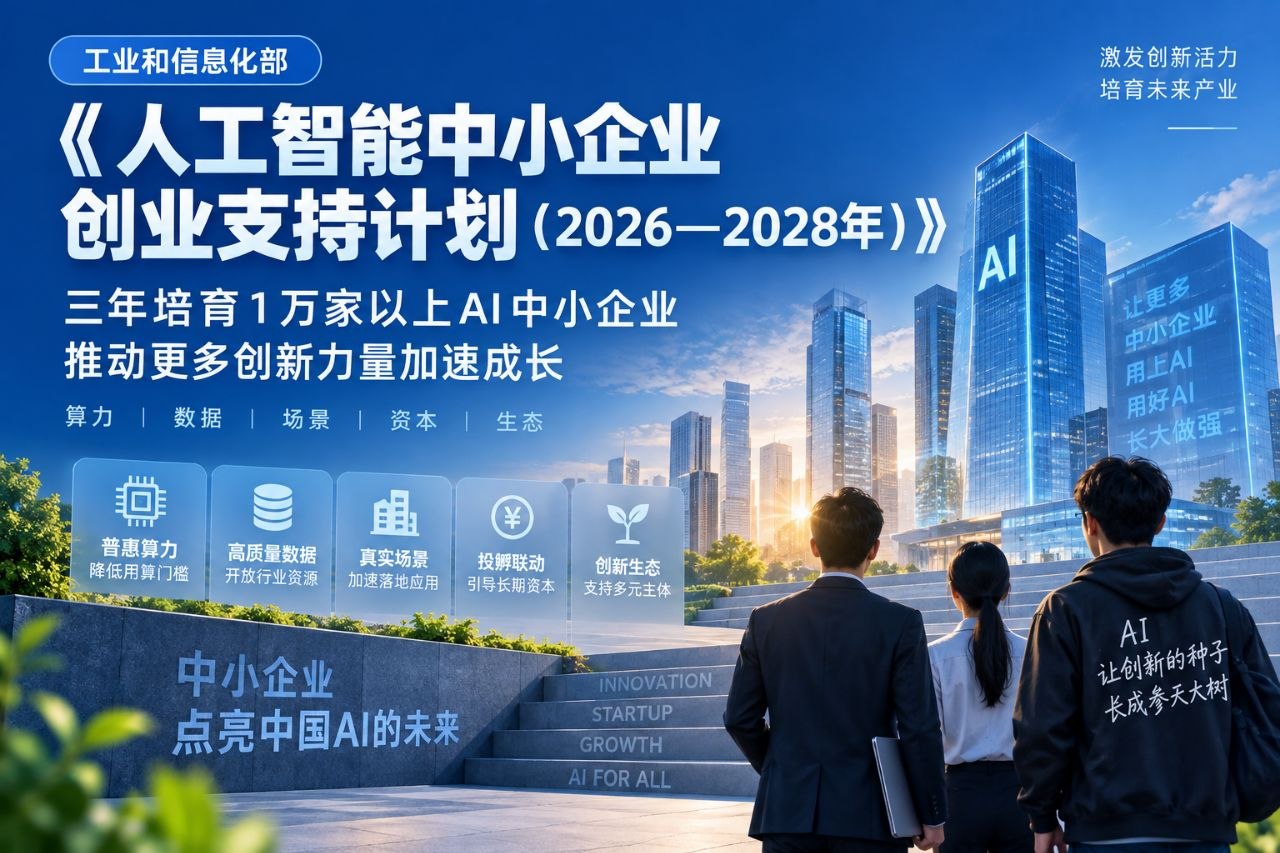 工信部把AI创业“底座”铺到中小企业：三年新增1万家科创企业，算力、数据、场景和开源一起下场
