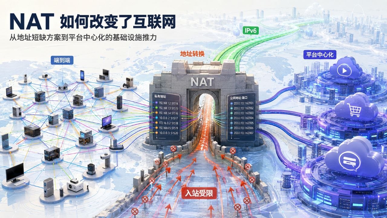 NAT 如何改变了互联网：从地址短缺方案到平台中心化的基础设施推力