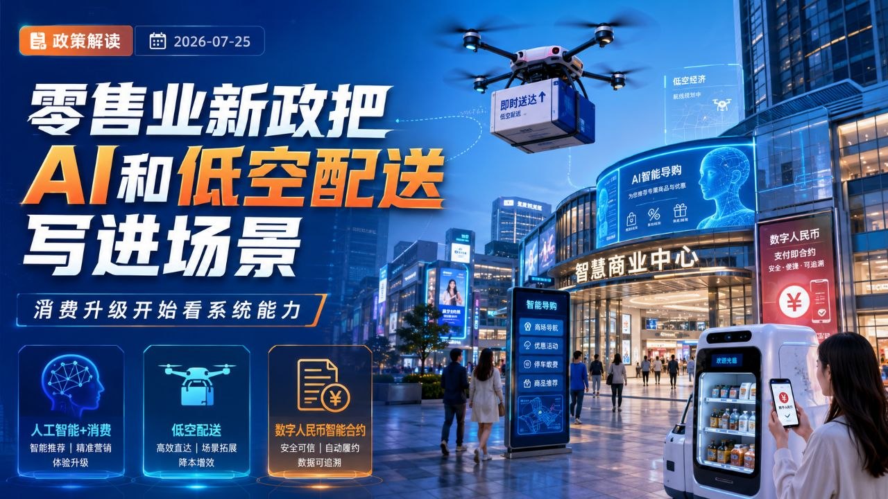 零售业新政把AI和低空配送写进场景：消费升级开始看系统能力