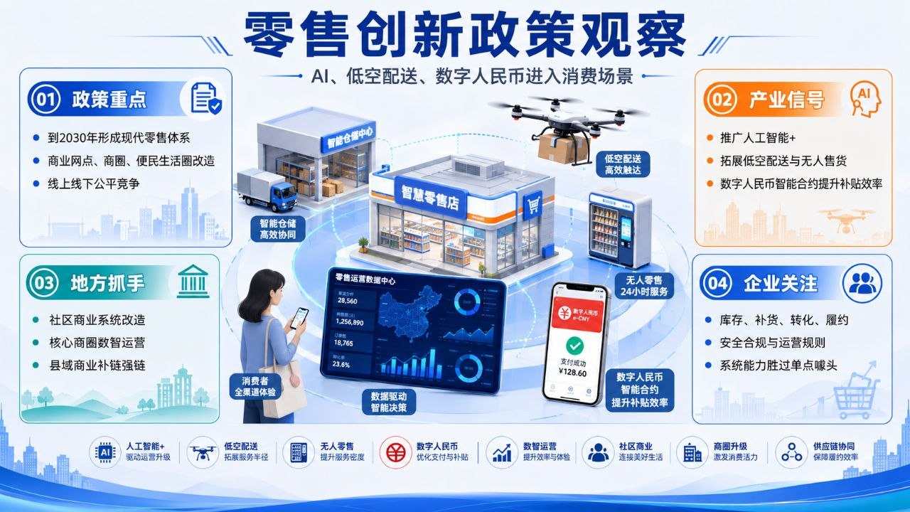 零售创新政策观察：AI、低空配送、数字人民币进入消费场景