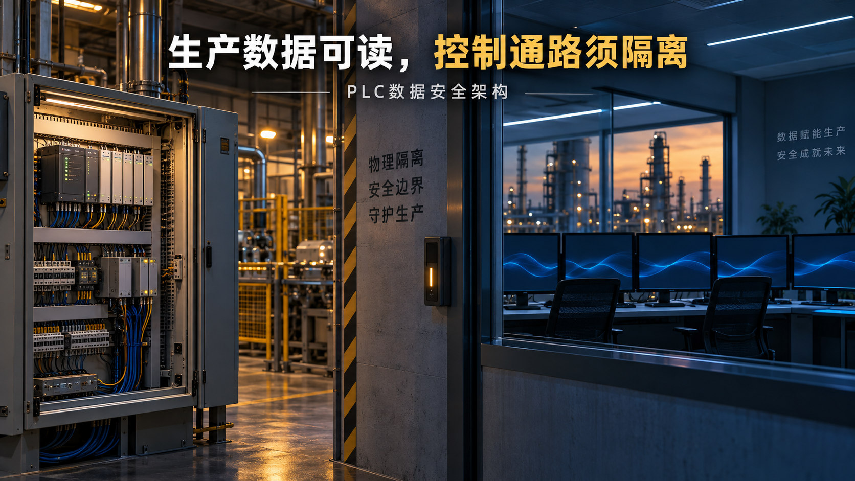 PLC生产数据可读，控制通路须隔离（编辑示意图）