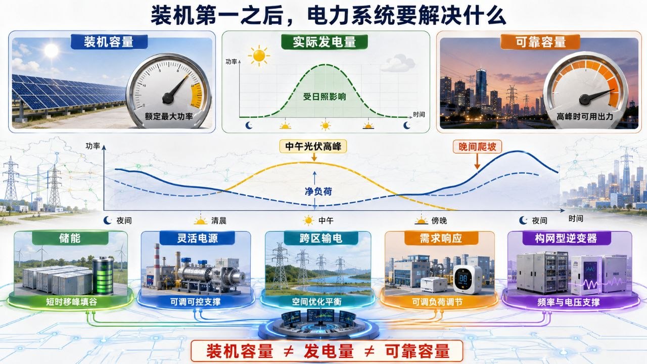 12.86 亿千瓦光伏成为第一大电源：装机领先之后如何解决消纳与稳定性结构示意图