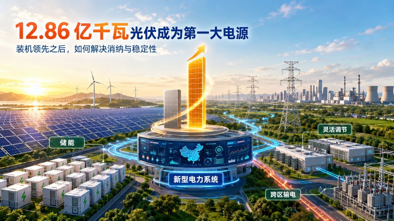 12.86 亿千瓦光伏成为第一大电源:装机领先之后如何解决消纳与稳定性