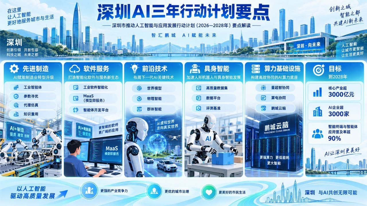 深圳把AI写进23个产业与城市场景：2028年核心产业超3000亿，工业智能体迎来大规模落地窗口正文配图