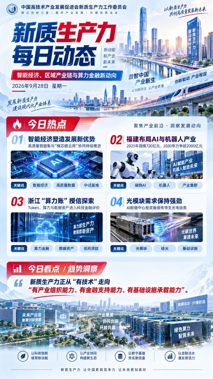 新质生产力每日动态竖版海报 20260928