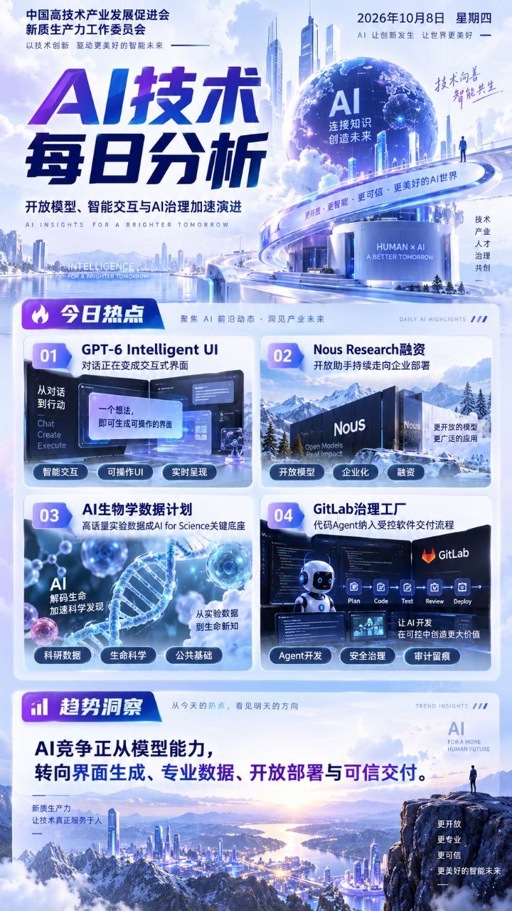 AI技术每日分析竖版海报 20261008