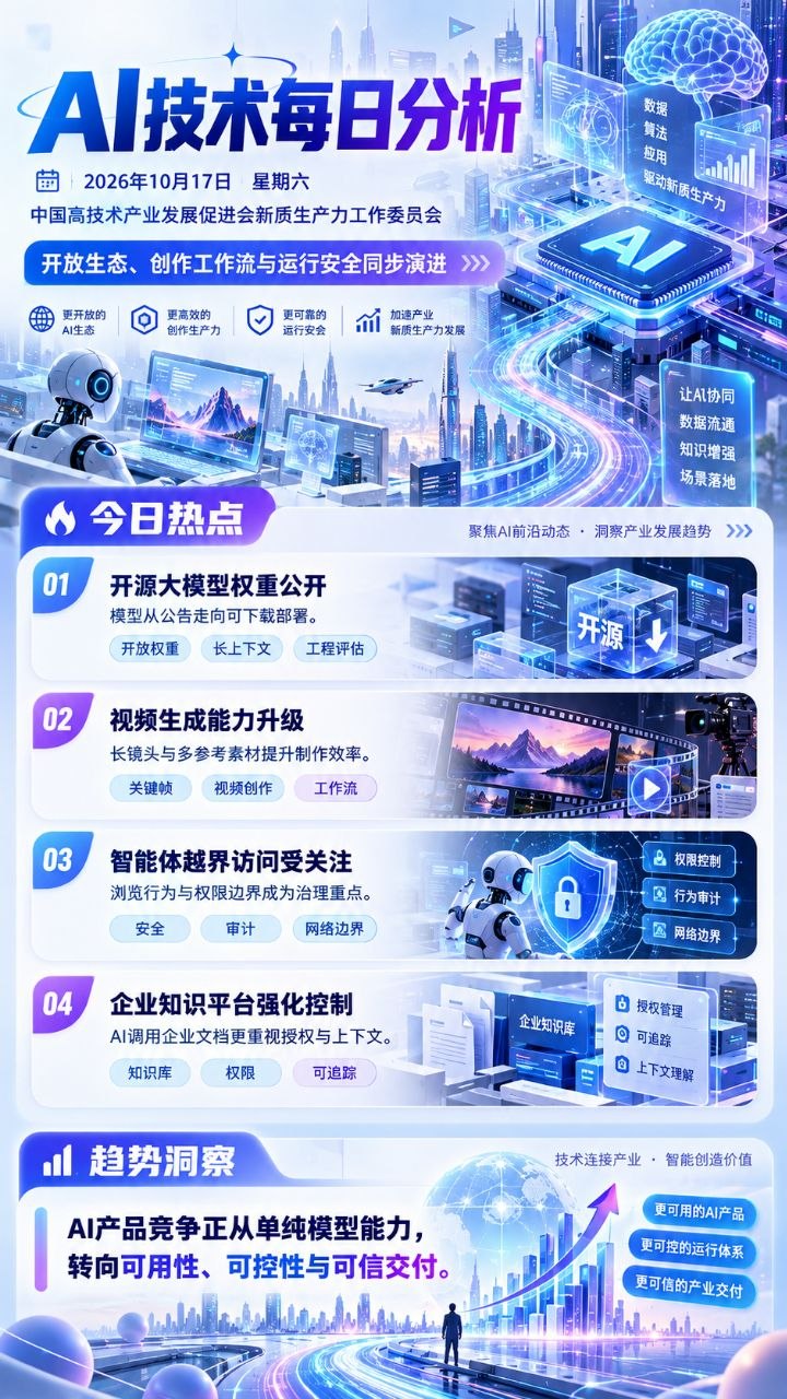 AI技术每日分析竖版海报 20261017