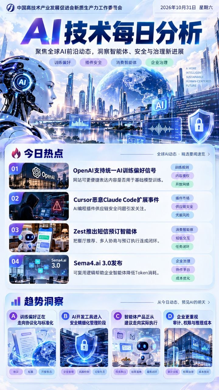 AI技术每日分析竖版海报 20261031