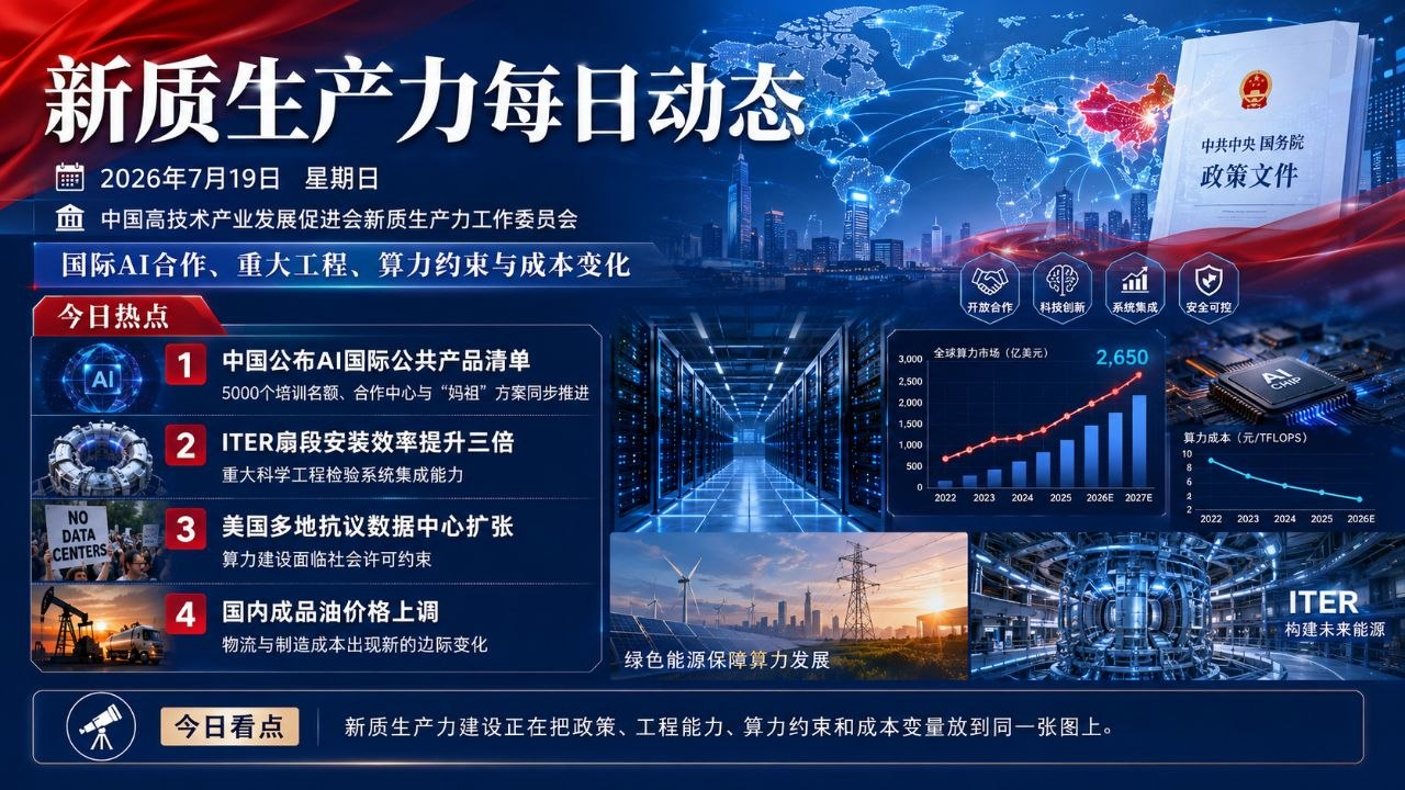 新质生产力每日动态封面 2026年7月19日